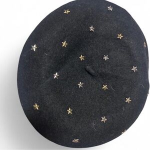 Elegant Black Beret with Star Accents